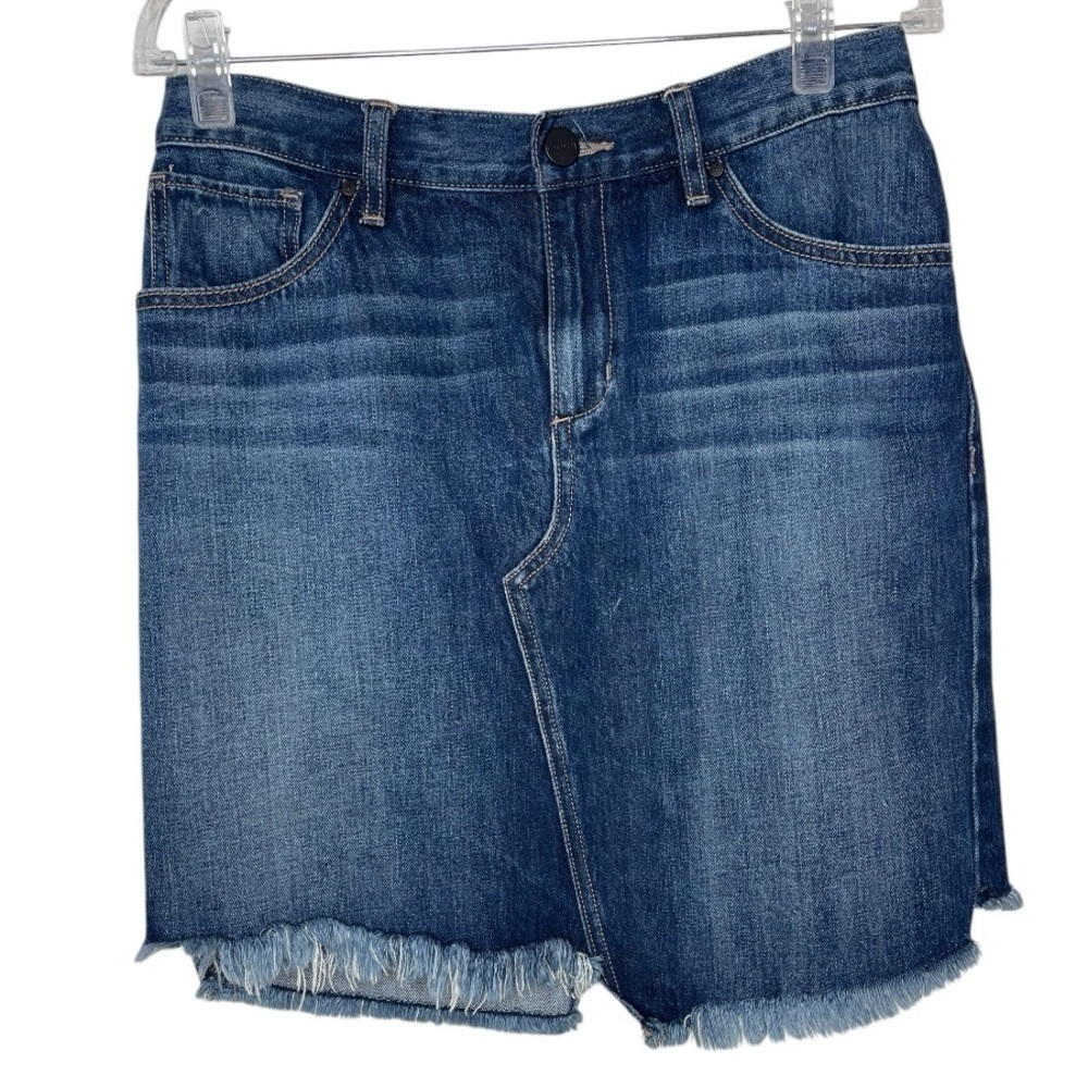 SANCTUARY Womens Denim Dark Wash Jean Raw Hem Mini Skirt Casual Size 27
